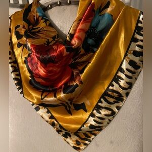 💛💛Rowdy Crowd Western Wild Rag Scarf Leopard Cheetah Trim Cowgirl💛💛